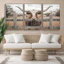 Farmhouse Texas Longhorn Bull Canvas Wall Art, Western Ranch Cattle Photo Print by MyGreatCanvas | Canvas Wall Art Prints | Photo Prints & Wall Decor