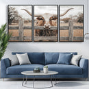Farmhouse Texas Longhorn Bull Canvas Wall Art, Western Ranch Cattle Photo Print by MyGreatCanvas | Canvas Wall Art Prints | Photo Prints & Wall Decor
