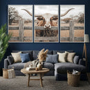 Farmhouse Texas Longhorn Bull Canvas Wall Art, Western Ranch Cattle Photo Print by MyGreatCanvas | Canvas Wall Art Prints | Photo Prints & Wall Decor