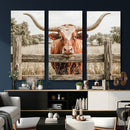 Large Farmhouse Texas Longhorn Bull Canvas Wall Art, Western Ranch Cattle Photography Print, Rustic Barn Cowboy Decor Artwork by MyGreatCanvas | Canvas Wall Art Prints | Photo Prints & Wall Decor