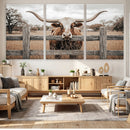 Large Farmhouse Texas Longhorn Bull Canvas Wall Art, Western Ranch Cattle Photography Print, Rustic Barn Cowboy Decor Artwork by MyGreatCanvas | Canvas Wall Art Prints | Photo Prints & Wall Decor