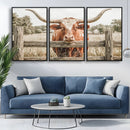 Large Farmhouse Texas Longhorn Bull Canvas Wall Art, Western Ranch Cattle Photography Print, Rustic Barn Cowboy Decor Artwork by MyGreatCanvas | Canvas Wall Art Prints | Photo Prints & Wall Decor