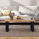 47 inch Farmhouse Style Rustic Coffee Table with Thickened Tabletop and Natural Wood Texture-Oak by LJGDeals