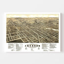 Vintage Map of Jackson, Michigan 1881