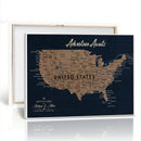 Blue Custom USA Push Pin Travel Map Canvas for Trip Tracker