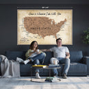 Custom Push Pin US Map Canvas | Personalized Travel Tracker | USA Cities Map Anniversary Gift for Couples | Adventure America Map Wall Art with Pins