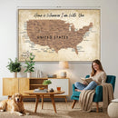 Custom Push Pin US Map Canvas | Personalized Travel Tracker | USA Cities Map Anniversary Gift for Couples | Adventure America Map Wall Art with Pins by MyGreatCanvas | Canvas Wall Art Prints | Photo Prints & Wall Decor