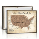 Custom Push Pin US Map Canvas | Personalized Travel Tracker | USA Cities Map Anniversary Gift for Couples | Adventure America Map Wall Art with Pins