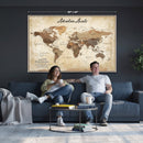 Custom Push Pin World Map Canvas | Personalized Travel Tracker | Wedding Anniversary Gift for Couples | Adventure Map Wall Art with Pins