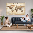 Custom Push Pin World Map Canvas | Personalized Travel Tracker | Wedding Anniversary Gift for Couples | Adventure Map Wall Art with Pins
