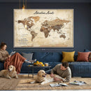 Custom Push Pin World Map Canvas | Personalized Travel Tracker | Wedding Anniversary Gift for Couples | Adventure Map Wall Art with Pins by MyGreatCanvas | Canvas Wall Art Prints | Photo Prints & Wall Decor