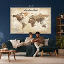 Custom Push Pin World Map Canvas | Personalized Travel Tracker | Wedding Anniversary Gift for Couples | Adventure Map Wall Art with Pins