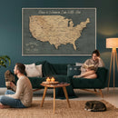Custom Push Pin US Map Canvas | Personalized Travel Tracker | USA Cities Map Anniversary Gift for Couples | Adventure America Map Wall Art with Pins by MyGreatCanvas | Canvas Wall Art Prints | Photo Prints & Wall Decor