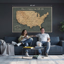 Custom Push Pin US Map Canvas | Personalized Travel Tracker | USA Cities Map Anniversary Gift for Couples | Adventure America Map Wall Art with Pins