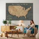 Custom Push Pin US Map Canvas | Personalized Travel Tracker | USA Cities Map Anniversary Gift for Couples | Adventure America Map Wall Art with Pins by MyGreatCanvas | Canvas Wall Art Prints | Photo Prints & Wall Decor
