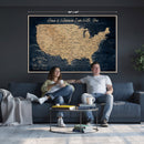 Custom Push Pin US Map Canvas | Personalized Travel Tracker | USA Cities Map Anniversary Gift for Couples | Adventure America Map Wall Art with Pins