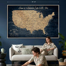 Custom Push Pin US Map Canvas | Personalized Travel Tracker | USA Cities Map Anniversary Gift for Couples | Adventure America Map Wall Art with Pins by MyGreatCanvas | Canvas Wall Art Prints | Photo Prints & Wall Decor