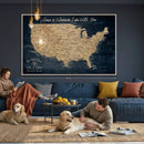 Custom Push Pin US Map Canvas | Personalized Travel Tracker | USA Cities Map Anniversary Gift for Couples | Adventure America Map Wall Art with Pins by MyGreatCanvas | Canvas Wall Art Prints | Photo Prints & Wall Decor