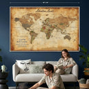 Custom Push Pin World Map Canvas | Personalized Travel Tracker | Wedding Anniversary Gift for Couples | Adventure Map Wall Art with Pins by MyGreatCanvas | Canvas Wall Art Prints | Photo Prints & Wall Decor