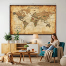 Custom Push Pin World Map Canvas | Personalized Travel Tracker | Wedding Anniversary Gift for Couples | Adventure Map Wall Art with Pins by MyGreatCanvas | Canvas Wall Art Prints | Photo Prints & Wall Decor