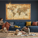 Custom Push Pin World Map Canvas | Personalized Travel Tracker | Wedding Anniversary Gift for Couples | Adventure Map Wall Art with Pins