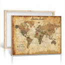 Custom Push Pin World Map Canvas | Personalized Travel Tracker | Wedding Anniversary Gift for Couples | Adventure Map Wall Art with Pins
