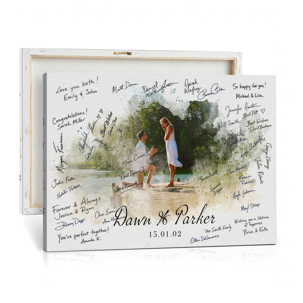 Wedding Guest Book Alternative Wall Art Canvas Print, Personalized, photo 2 of 5
