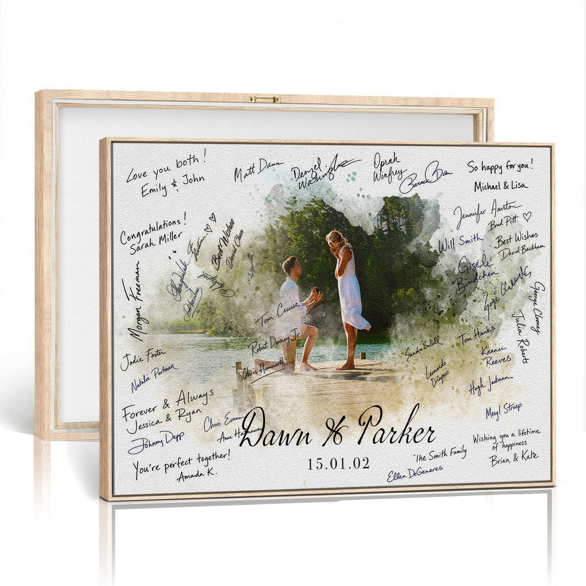 Wedding Guest Book Alternative Wall Art Canvas Print, Personalized, photo 4 of 5