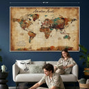 Custom Push Pin World Map Canvas | Personalized Travel Tracker | Wedding Anniversary Gift for Couples | Adventure Map Wall Art with Pins by MyGreatCanvas | Canvas Wall Art Prints | Photo Prints & Wall Decor