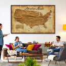 Custom Push Pin US Map Canvas | Personalized Travel Tracker | USA Cities Map Anniversary Gift for Couples | Adventure America Map Wall Art with Pins by MyGreatCanvas | Canvas Wall Art Prints | Photo Prints & Wall Decor