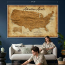 Custom Push Pin US Map Canvas | Personalized Travel Tracker | USA Cities Map Anniversary Gift for Couples | Adventure America Map Wall Art with Pins