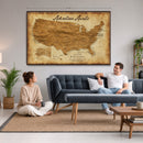 Custom Push Pin US Map Canvas | Personalized Travel Tracker | USA Cities Map Anniversary Gift for Couples | Adventure America Map Wall Art with Pins