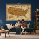 Custom Push Pin US Map Canvas | Personalized Travel Tracker | USA Cities Map Anniversary Gift for Couples | Adventure America Map Wall Art with Pins