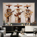 Mariachi Band Canvas Wall Art, Mexican Music Guitar Violin Trumpet Painting, Neutral Impasto Folk Art, Southwestern Boho Living Room Decor by MyGreatCanvas | Canvas Wall Art Prints | Photo Prints & Wall Decor