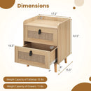 Modern End Table Bedside Table with 2 Rattan Decorated Drawers by LJGDeals