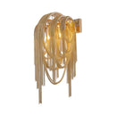 GobekUsa Mid Century Gold/Silver Stacked Tassel Wall Lamp - 2 Bulb Metallic Sconce Light Fixture for Hotel