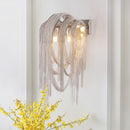 GobekUsa Mid Century Gold/Silver Stacked Tassel Wall Lamp - 2 Bulb Metallic Sconce Light Fixture for Hotel