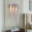 GobekUsa Mid Century Gold/Silver Stacked Tassel Wall Lamp - 2 Bulb Metallic Sconce Light Fixture for Hotel