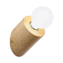GobekUsa Minimalist Wood Wall Mount Sconce Light - Angled Pole Design, Beige Shade, Open Bulb