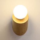 GobekUsa Minimalist Wood Wall Mount Sconce Light - Angled Pole Design, Beige Shade, Open Bulb