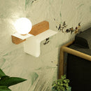 GobekUsa Nordic Opal Frosted Glass Sconce: Orb 1 Bulb Wall Mounted Lamp with White-Wood Shelf (Left/Right)