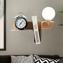 GobekUsa Nordic Opal Frosted Glass Sconce: Orb 1 Bulb Wall Mounted Lamp with White-Wood Shelf (Left/Right)