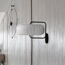 GobekUsa Modern 3-Light Gathered Fabric Pumpkin Wall Lamp with Squared Arm - Black-White Sconce