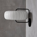 GobekUsa Modern 3-Light Gathered Fabric Pumpkin Wall Lamp with Squared Arm - Black-White Sconce