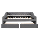 Upholstered Daybed With Two Drawers, Wood Slat Support by HouseOfZazla