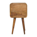 Solid Wood Mini Curved Nightstand, 2-Drawers, Oak-ish