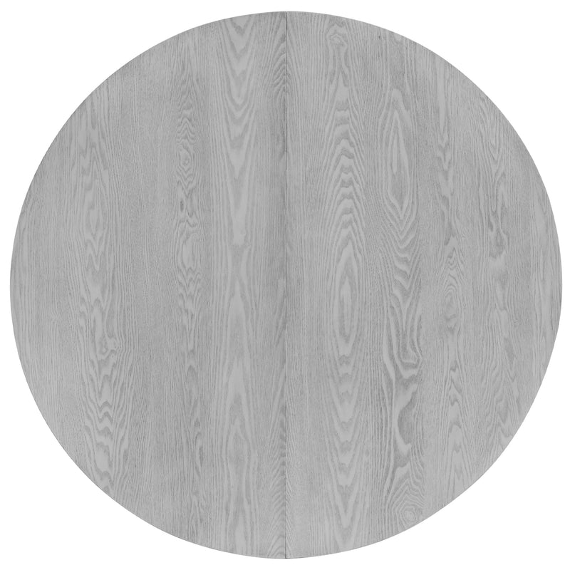 5-Piece Rustic Round Pedestal Extendable Dining Table Set with 15.7" Removable Leaf and Simple Dining Chirs for Small Places, Gray