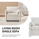 Fixed Modern Accent Chair Single Seater Plush Chenille Lounge Chair With High Resilience Cushion - Ivory White by HouseOfZazla