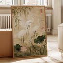 Japanese Egret Wall Art – Elegant Minimalist Nature Print