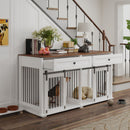 Large Dog Crate, Water Resistant Indoor Pets Furniture Double Dog Crates - Brown White by HouseOfZazla
